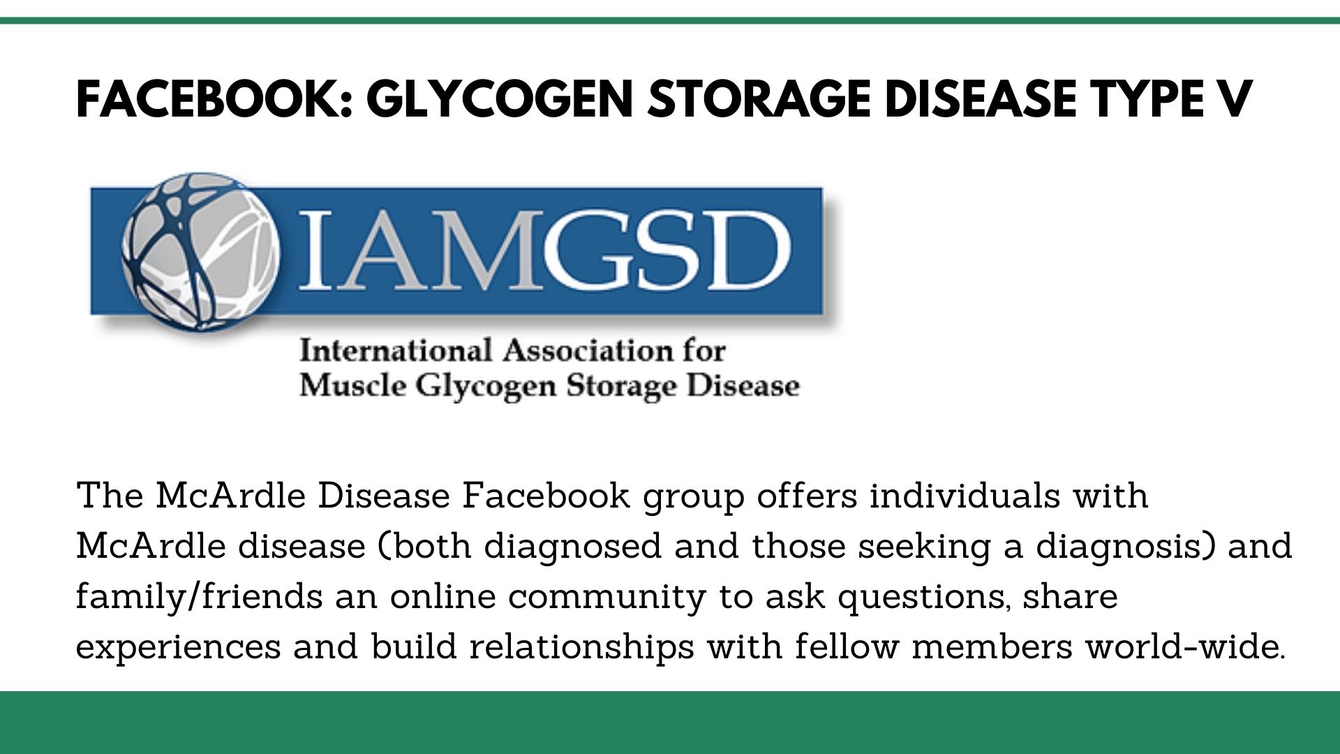Facebook: Glycogen storage disease type V 