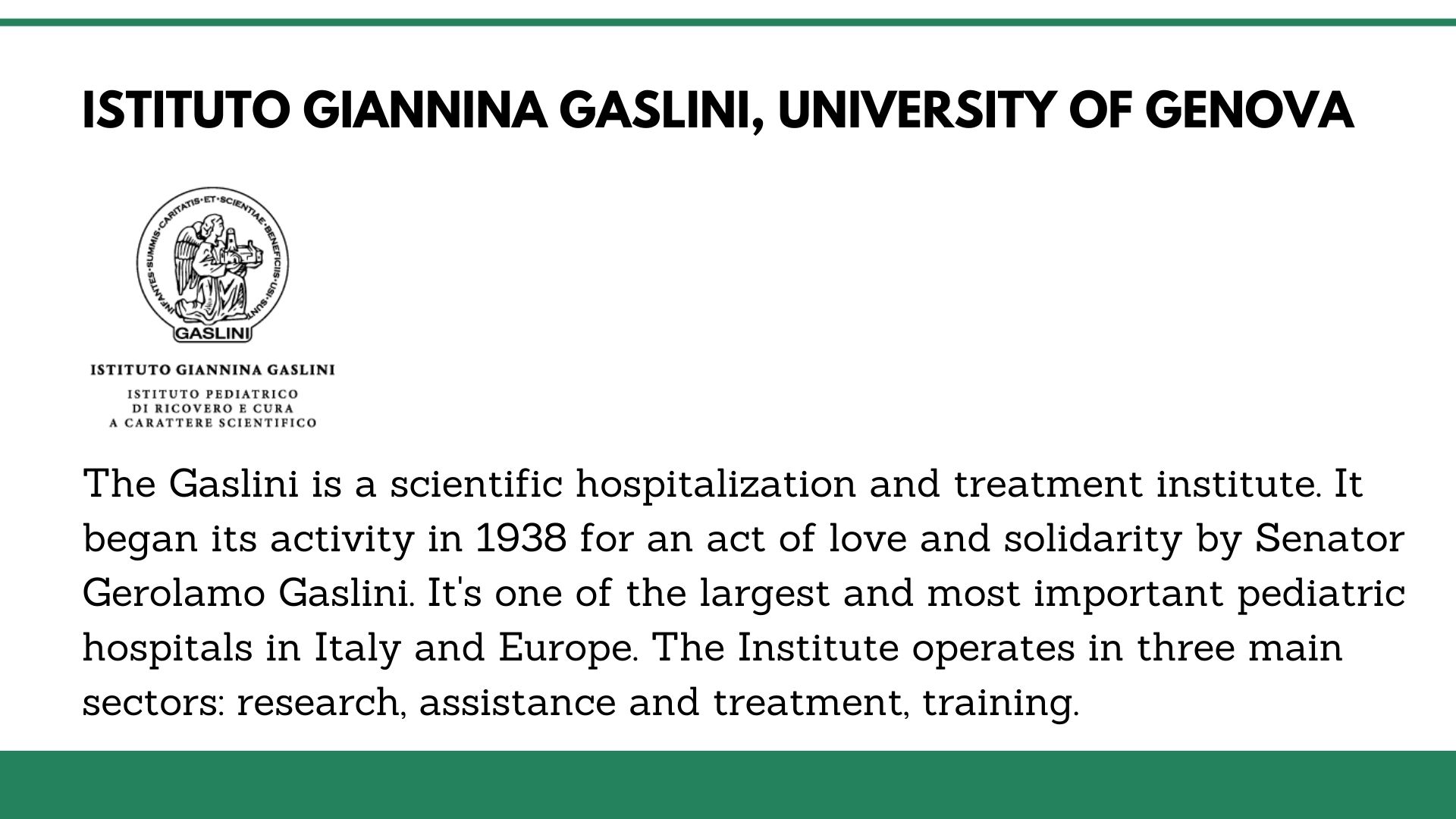 Istituto Giannina Gaslini, University of Genova